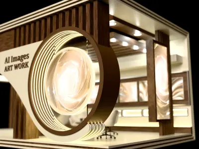 Modern AI Art Gallery Booth Blender 3D Exhibition Stand Design 3D model