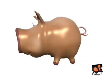 Cartoon Pig Low-poly 3D model buy