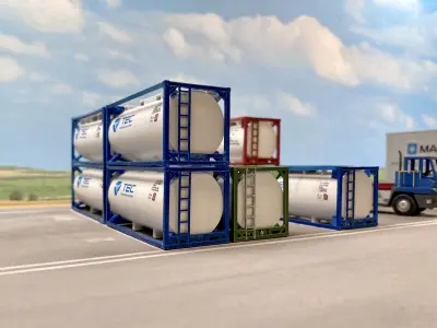 CARGO-0007 Container ISO standard H0-scale 8 items 3D print model