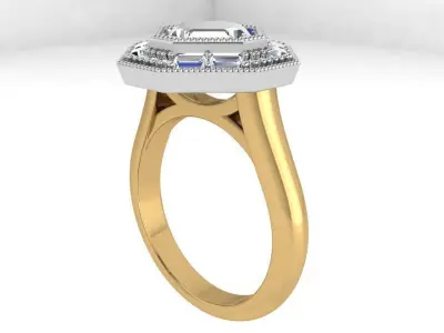 Octagonal Diamond Ring 3786 3D print model