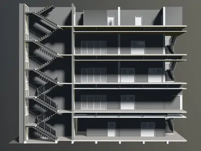 Office buildings in section cut set 01 3D Model Collection