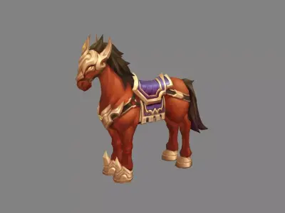 Cartoon horse mount Low-poly 3D model