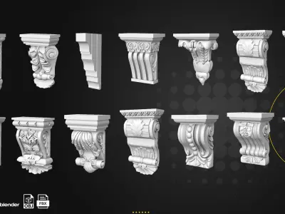 33 Carved Bracket Low-poly 3D model