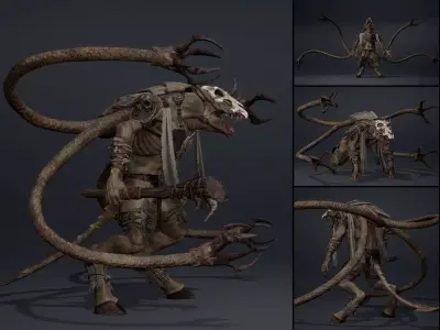 Mist Barbarian Tentacle Low-poly 3D model