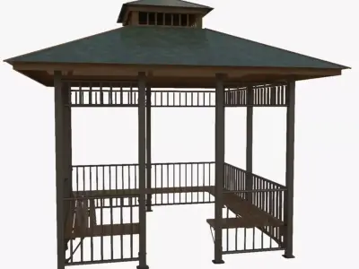 Iron Wood Garden Pergola - Gazebo 07 3D model