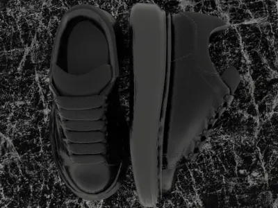 ALEXANDER MCQUEEN 3D SHOES - BLACK GLITTER Low-poly 3D model