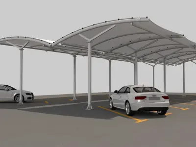 Open Car Parking  Tent 3D model