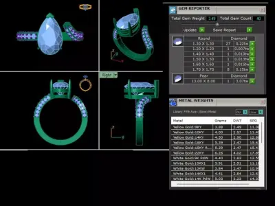 Pear-Cut Luxury Engagement Ring STL and 3DM Jewellery CAD Model 3D print model