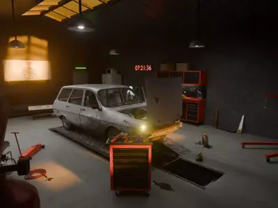 Auto Repair Shop High Detail Garage Low-poly 3D model Low-poly 3D model