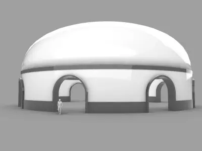 Dome Pavilion with Solid Dome with Top Opening v2 3D model