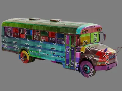 Low Poly School Bus with 4K Textures Low-poly 3D model