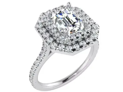 Emerald Halo Ring 3188 Free 3D print model