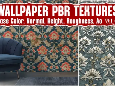 Classic Wallpaper VOL02 4K Seamless PNG PBR Textures Texture