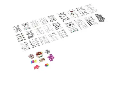 Tattoo Stickers Set 3D model