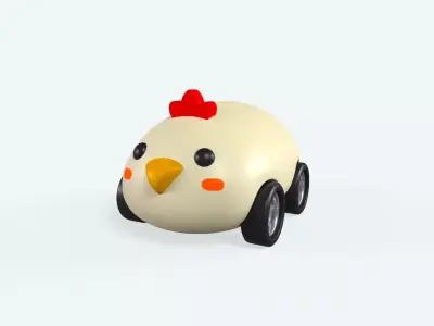 Cartoon Chicken Car Cute Low-poly 3D model