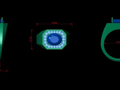 Oval diamond Signet Ring 3D print model