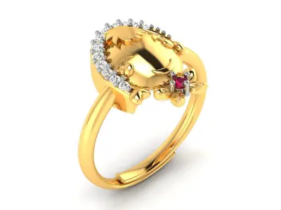 Ring 3D print model gold with diamonds and rubies 3D print model