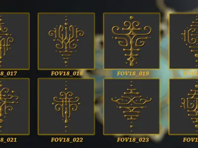 111 ornament sacred signs 3d Model alpha and brush Low-poly 3D model