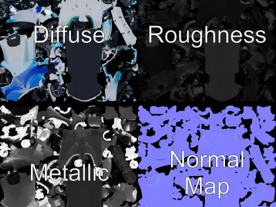 Futuristic White Racer model pack Low-poly 3D model