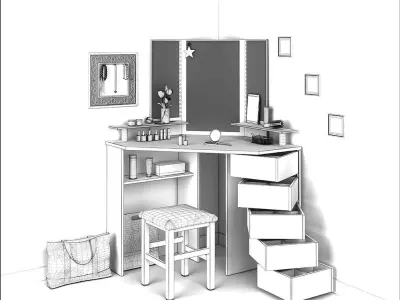 dressing table Low-poly 3D model
