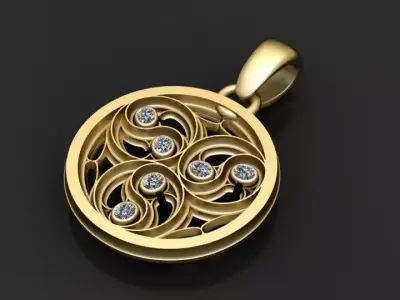 gold swirl pendant 3D printable model  3D print model