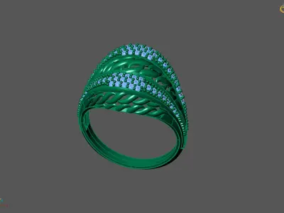 Women Ring With Stone Diamond Ready STL 3DM Models Womens Rings 3D print model purchase