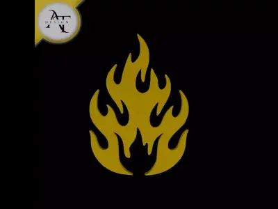 Simple Flame Symbol - 2D Art Free 3D print model 52