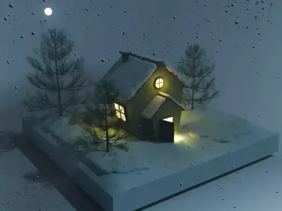 Winter Animated Snow House Free 3D model