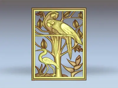 Nature parrot frame 3D model