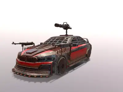 Next generation armed small car Low-poly 3D model