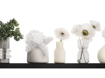 Collection Of Small Bouquets Of White Flowers 475 3D model