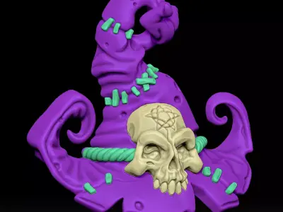 Halloween witch hat keychain bas-relief 3d print 3D print model