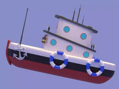 Cartoon Boat Low-poly 3D model