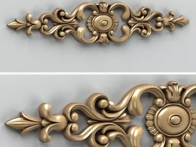 Carved decor horizontal 006 3D model
