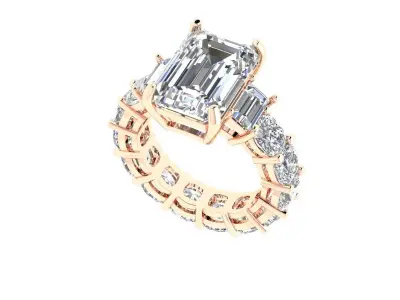 3 - stone Emerald Ring 3D print model