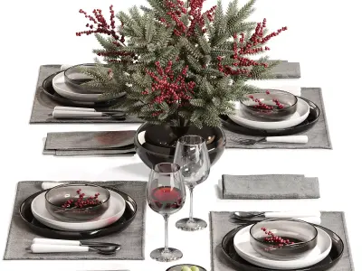 Winter Berry Dining Set28 3D model