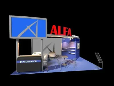 Alfa International College 3 x 6 Booth  Low-poly 3D model