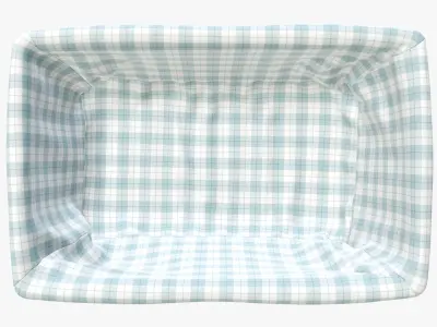 Wicker basket medium brown with fabric interior 3D model