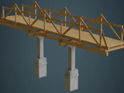 Plank Bridge 3A Low-poly 3D model