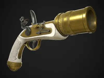 Flintlock Grenade Launcher 01 White Low-poly 3D model