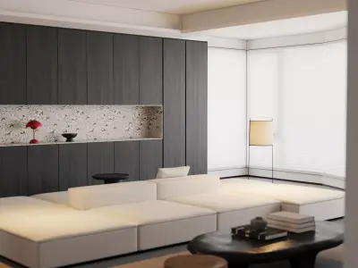 Minimalist Luxury Living Lounge 3D model