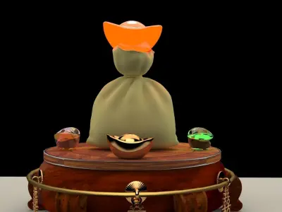 Chinese money bag 3D model purchase