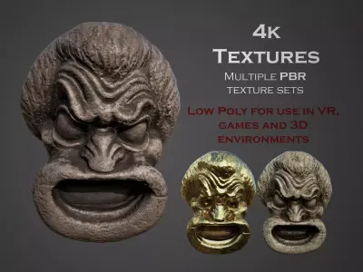 Theatre mask from Athens 2 Low-poly 3D model
