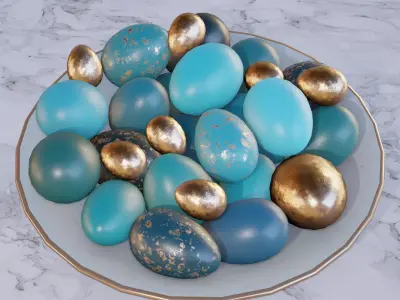 Blue Easter eggs Low-poly 3D model