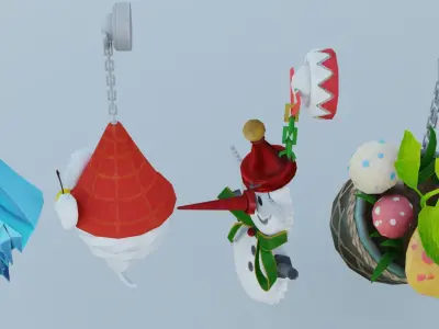 Crystal Reindeer Merry Yeti Pot Plant  Snowwoman Ornament 3D model