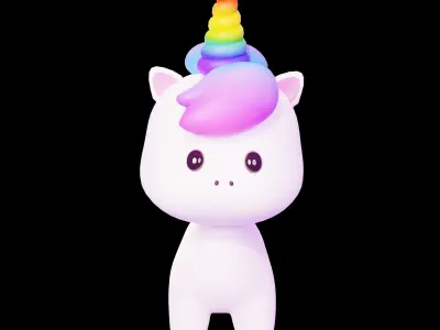 Unicorn Cute Cartoon Low-poly 3D model