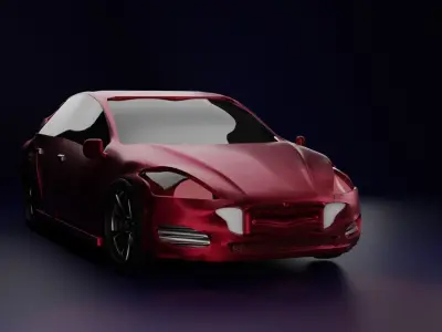 dented sports car Free 3D model
