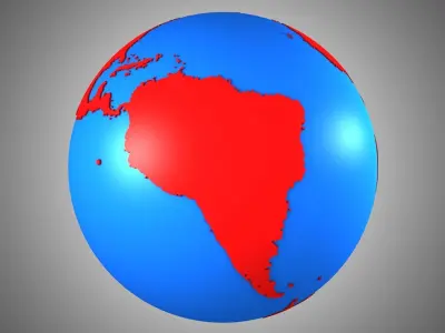 Solid Color Blue Red Globe 3D model