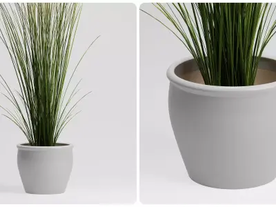  FEJKA Tall Grass Plant with Pot 3D Model 3D model