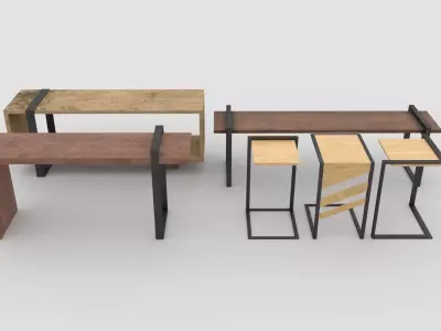 Wooden Black Furniture Pack 1 Free low-poly 3D model